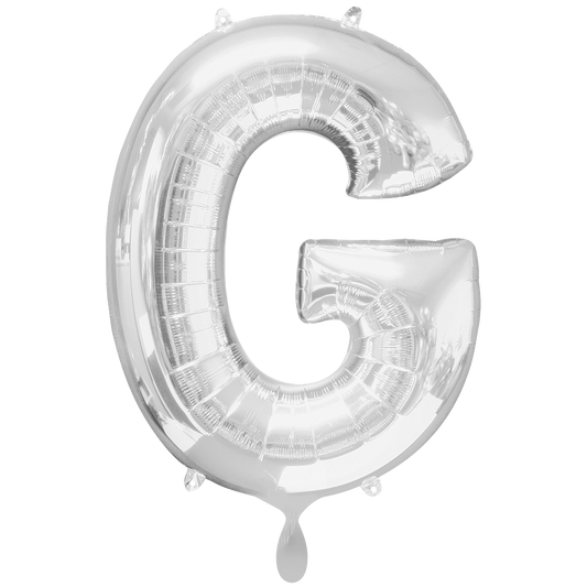 1 Ballon XXL - Buchstabe G - Silber